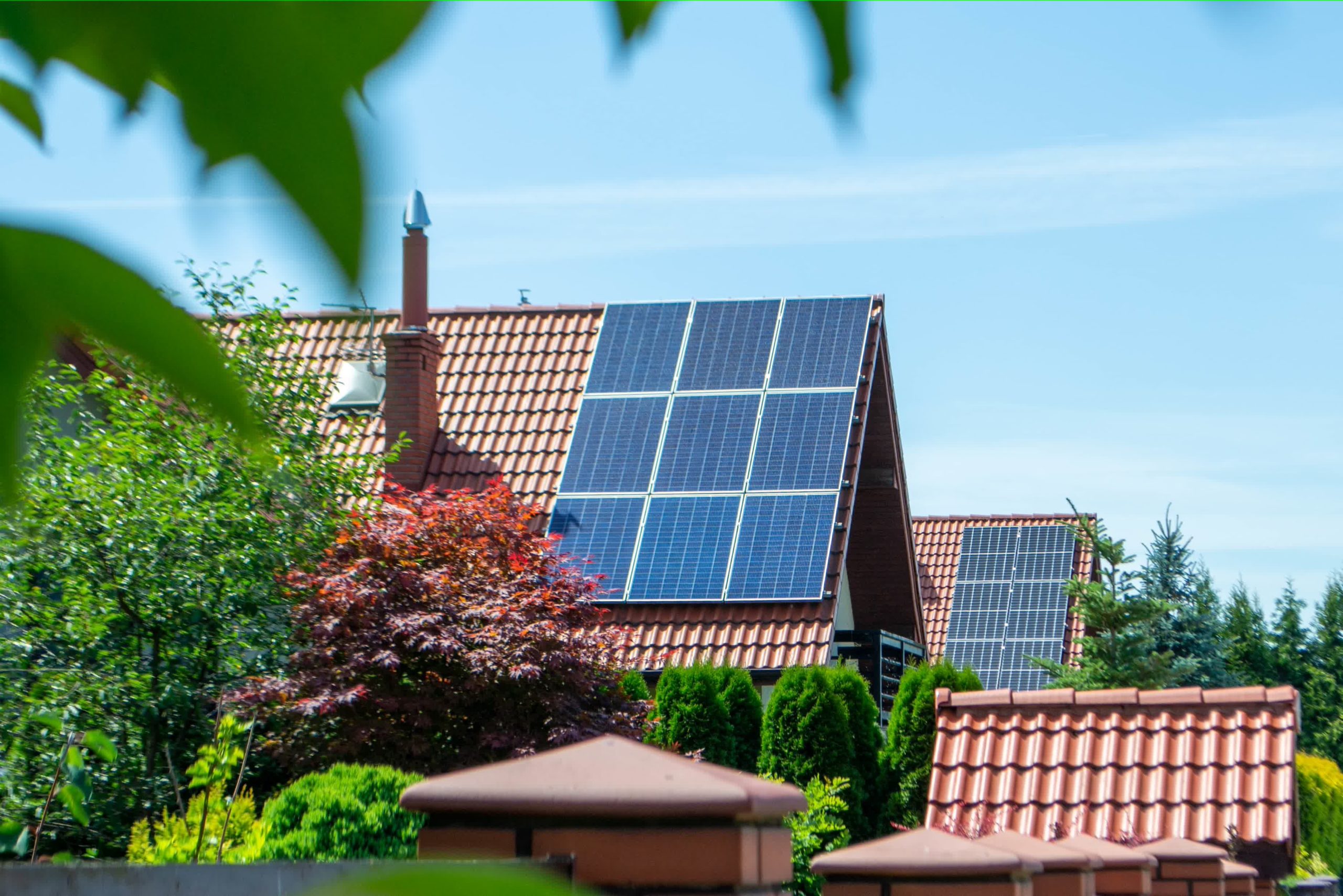 house roof with photovoltaic modules